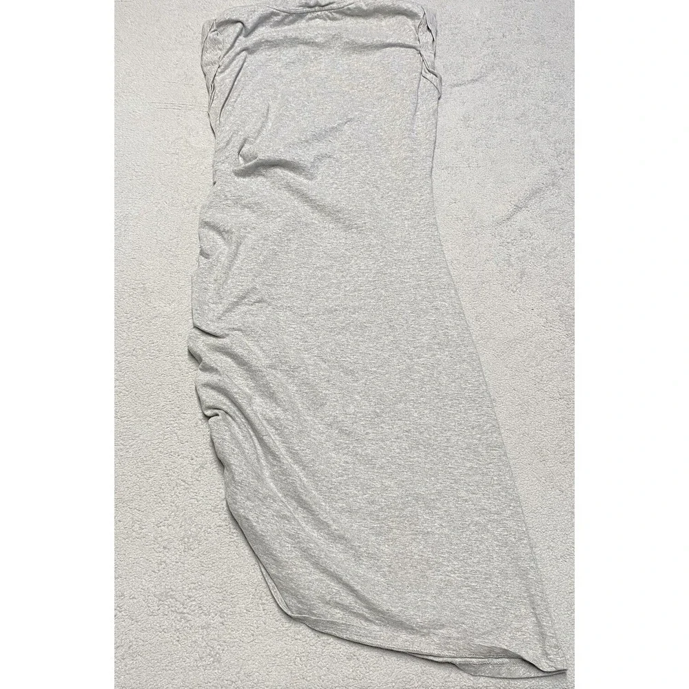 Veronica Beard Dress Small Grey Brompton Stretch Side Ruching Asymmetrical Midi‎